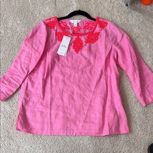 Lilly Pulitzer NWT Elyn beaded linen top, size 8.